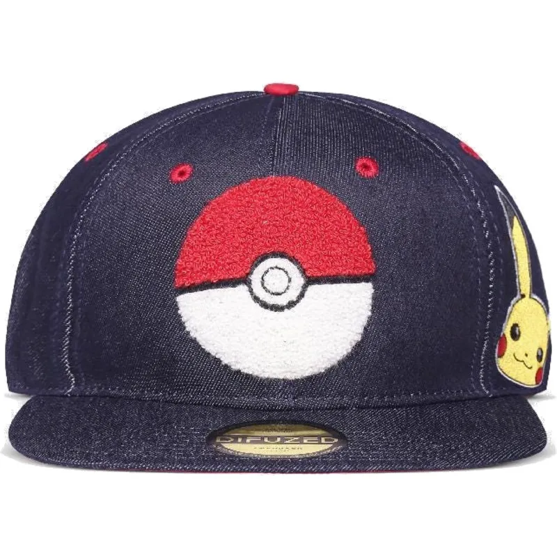 flad-kasket-bla-cowboy-snapback-poke-ball-pikachu-pokemon-fra-difuzed