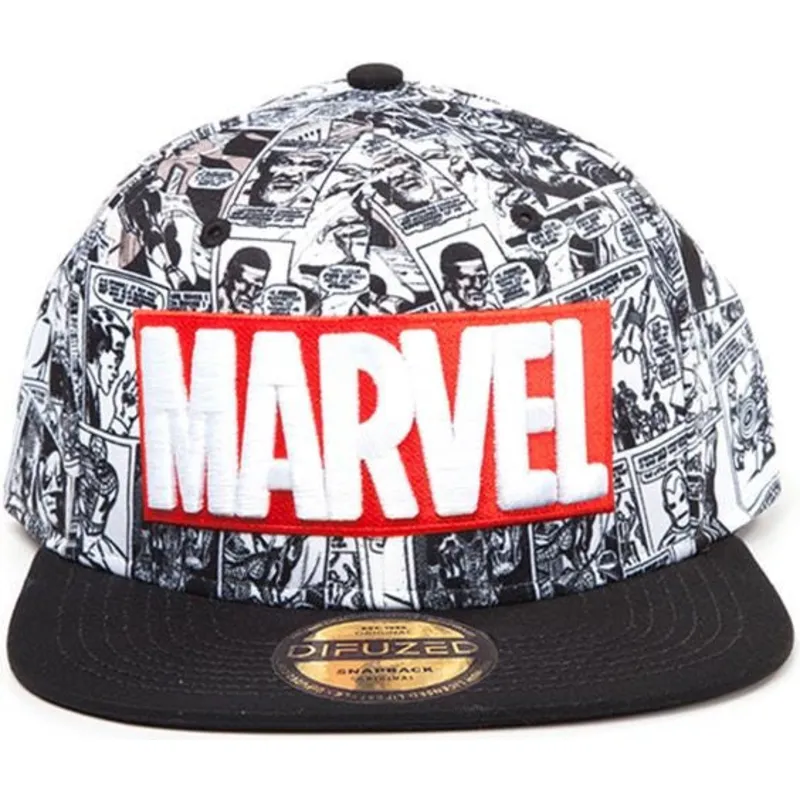 sort-flat-snapback-kasket-classic-logo-marvel-comics-fra-difuzed