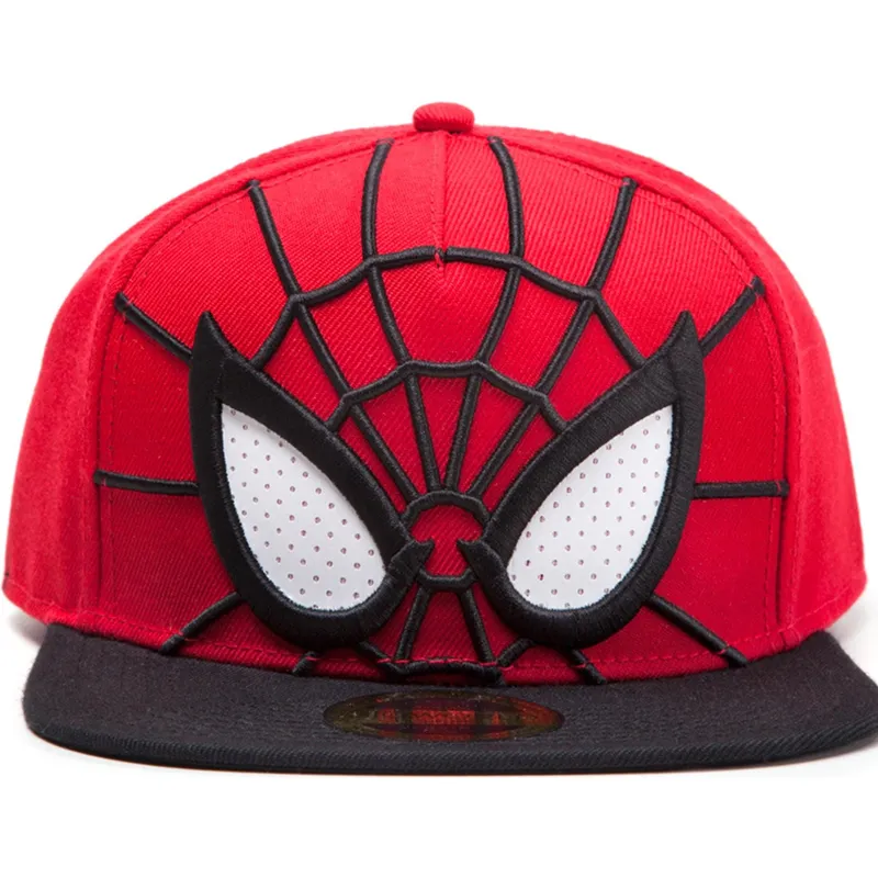 flad-rod-og-sort-snapback-kasket-spider-man-3d-mesh-eyes-marvel-comics-fra-difuzed