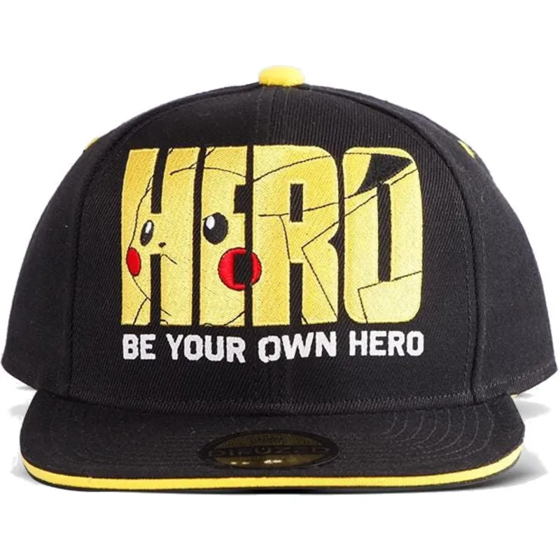 flad-sort-snapback-kasket-pikachu-be-your-own-hero-olympics-pokemon-fra-difuzed