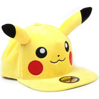 Difuzed Flat Brim Pikachu Plush Pokémon Yellow Snapback Cap