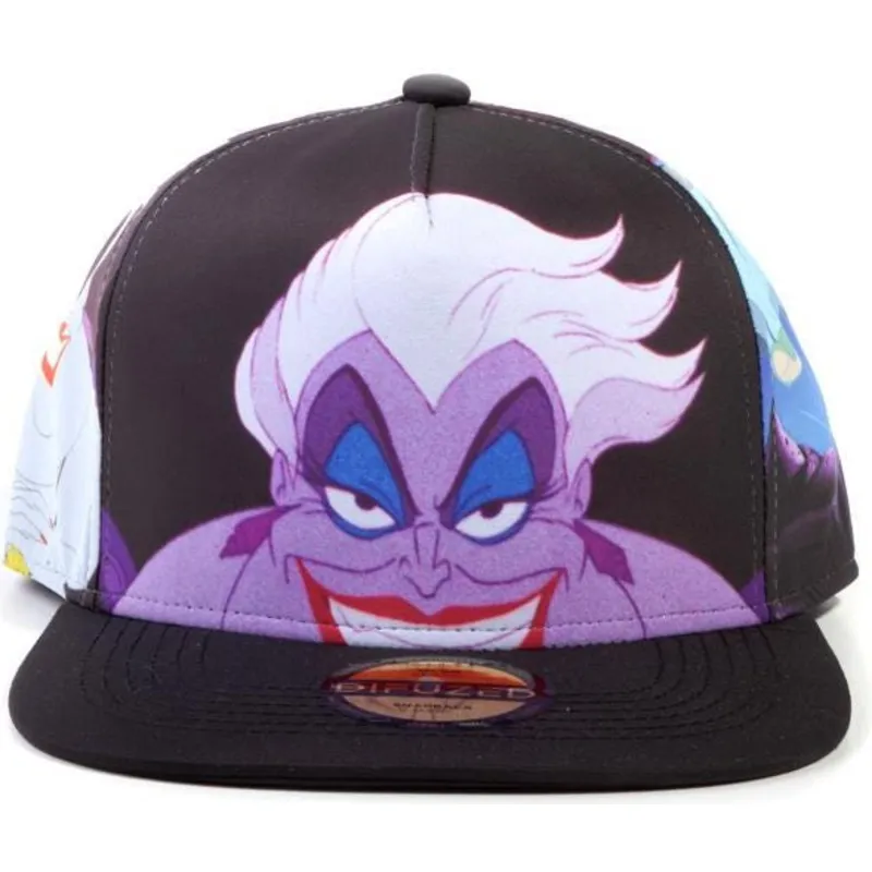 flad-sort-snapback-kasket-ursula-den-lille-satisfying-disney-fra-difuzed