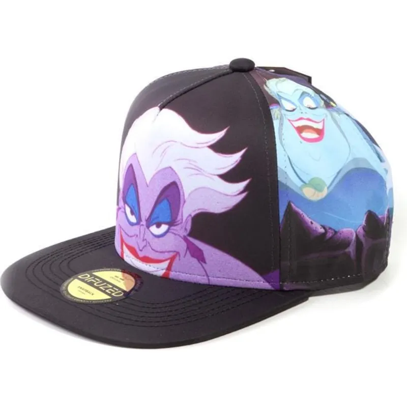 flad-sort-snapback-kasket-ursula-den-lille-satisfying-disney-fra-difuzed