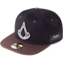 sort-og-brun-flad-snapback-kasket-valhalla-metal-badge-assassins-creed-fra-difuzed