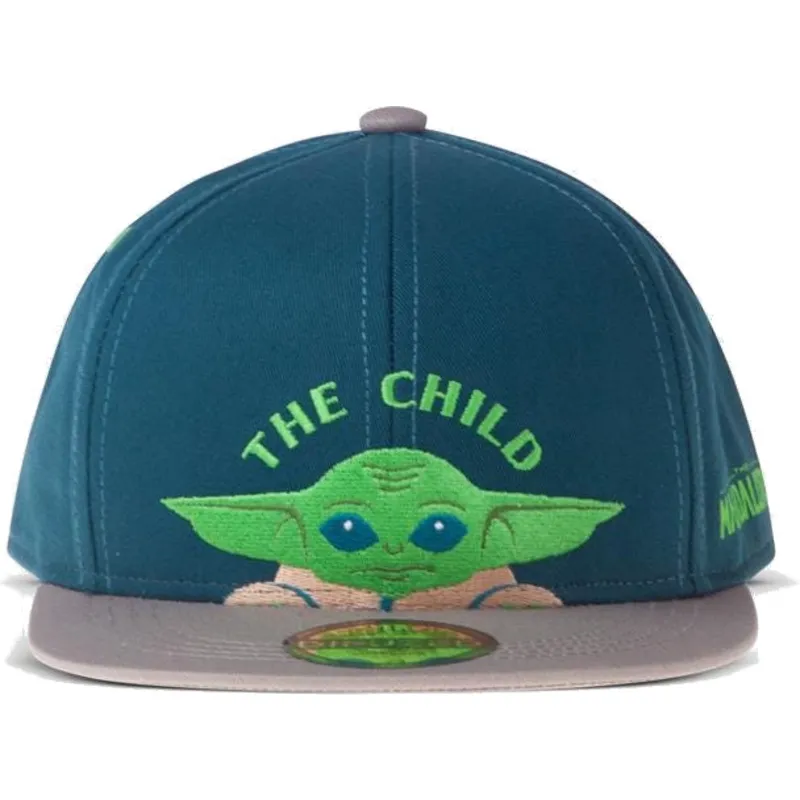 flad-kasket-bla-og-gra-snapback-til-dreng-grogu-baby-yoda-the-child-the-mandalorian-star-wars-fra-difuzed