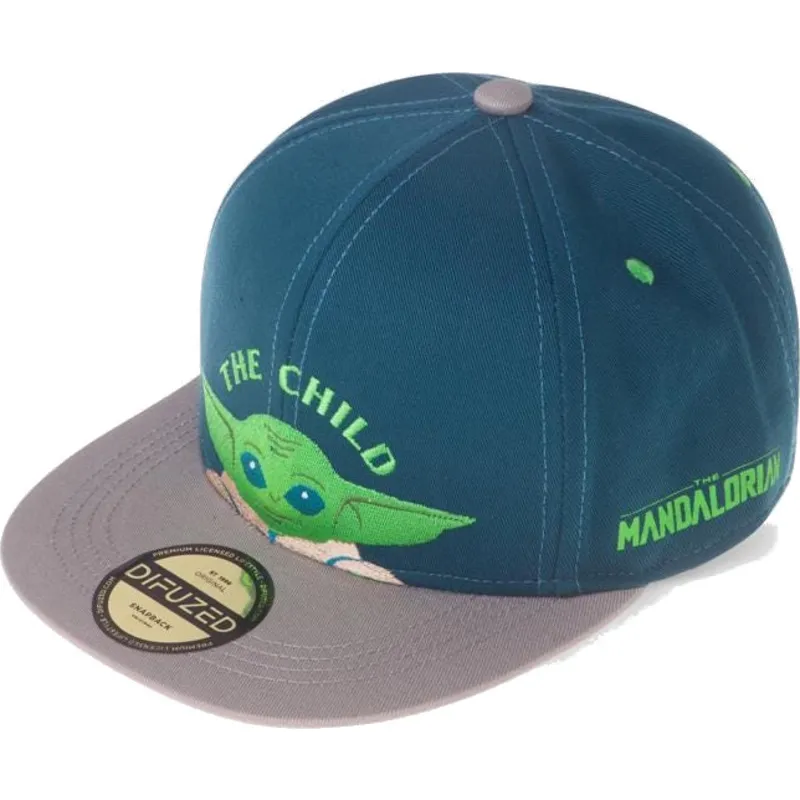 flad-kasket-bla-og-gra-snapback-til-dreng-grogu-baby-yoda-the-child-the-mandalorian-star-wars-fra-difuzed