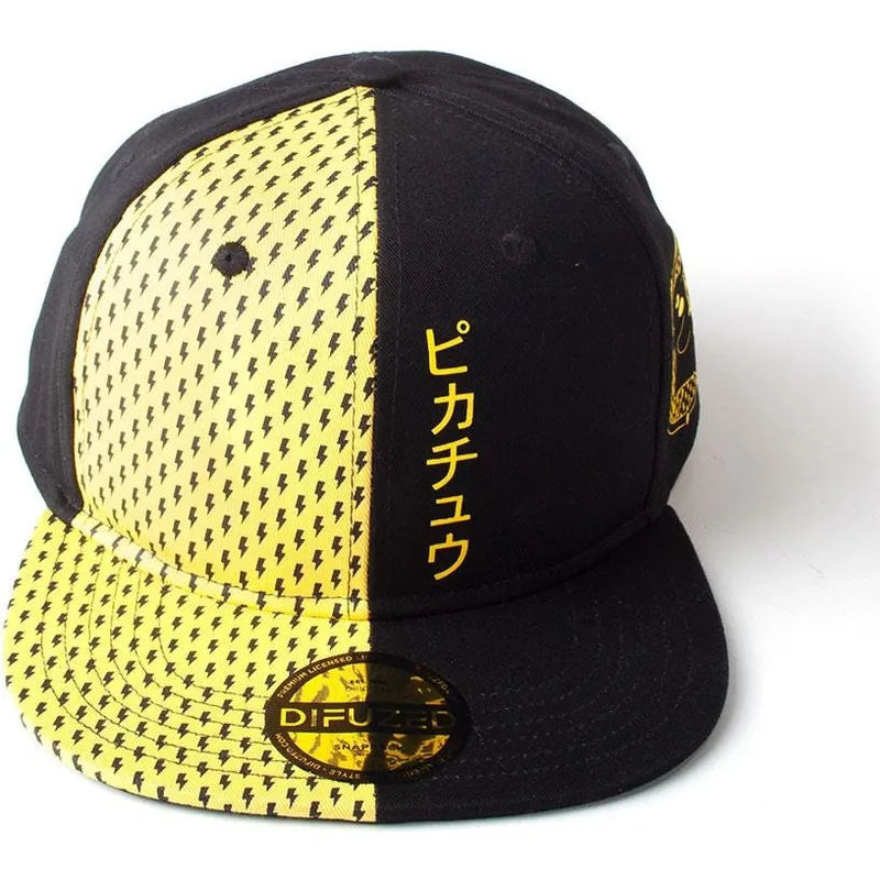 flad-sort-og-gul-snapback-kasket-pikachu-block-pokemon-fra-difuzed