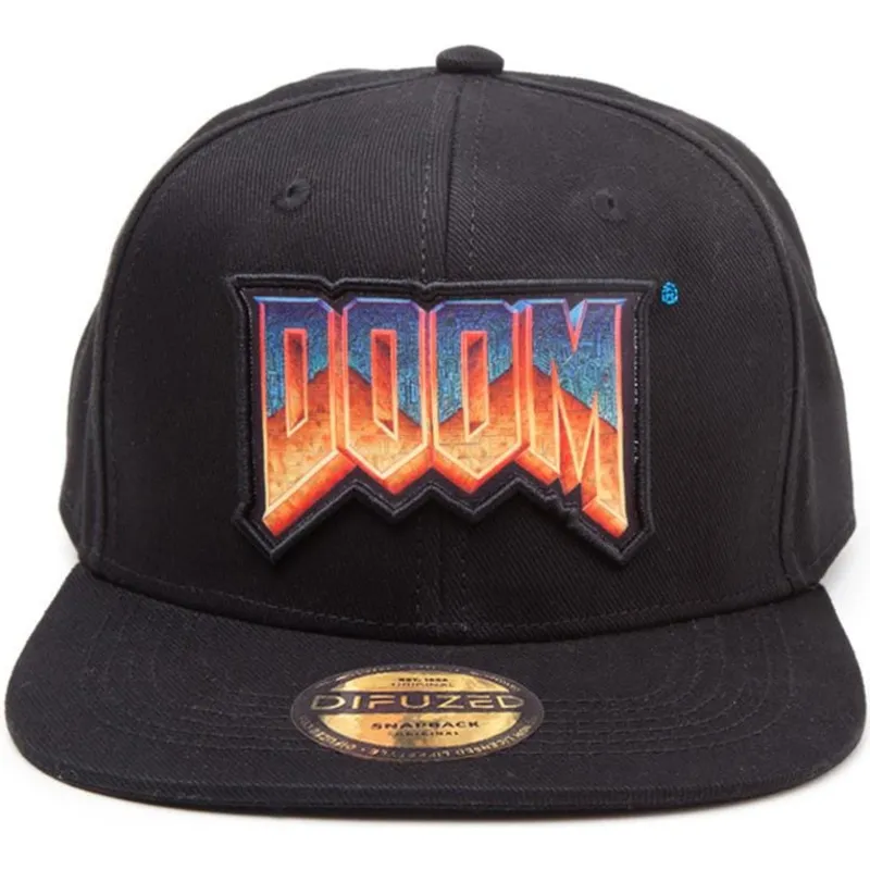 flad-sort-snapback-kasket-logo-doom-fra-difuzed