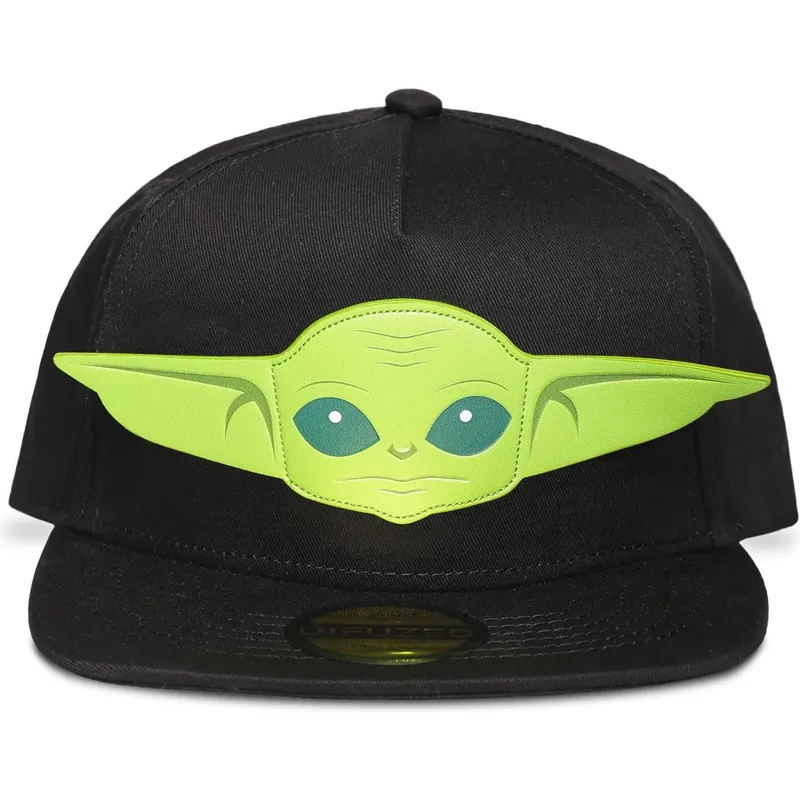 flad-sort-snapback-kasket-grogu-baby-yoda-the-mandalorian-star-wars-fra-difuzed