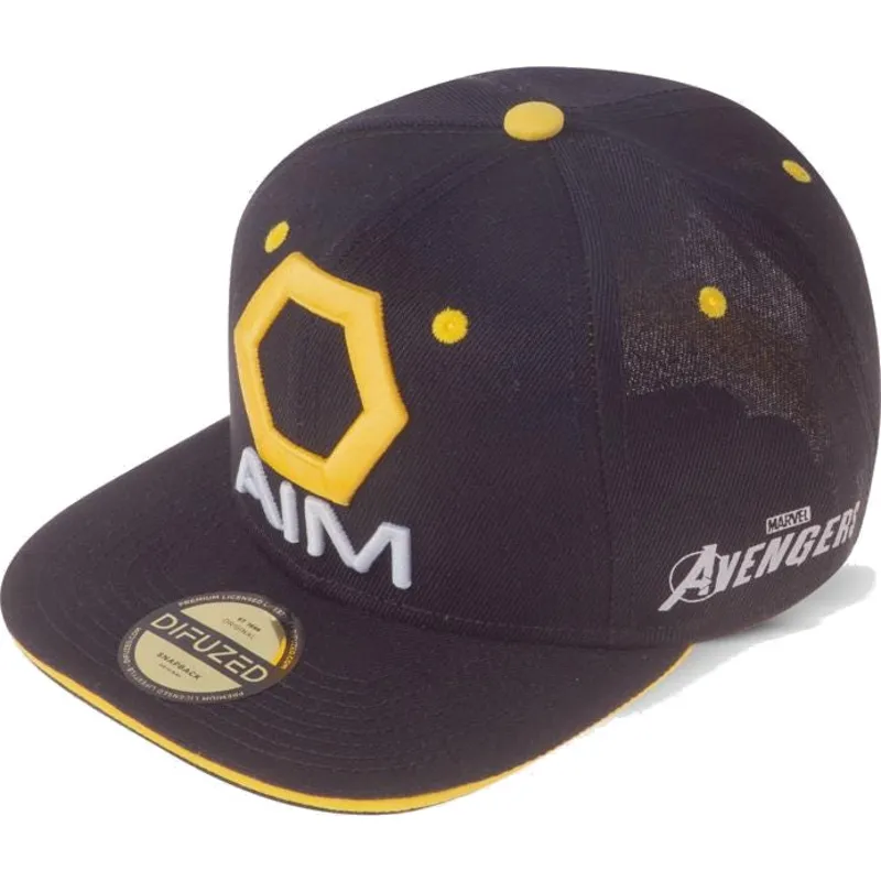 sort-og-gul-flat-cap-snapback-aim-avengers-marvel-comics-fra-difuzed