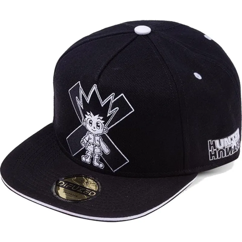 sort-snapback-kasket-med-buet-skygge-gon-freecss-hunter-x-hunter-fra-difuzed