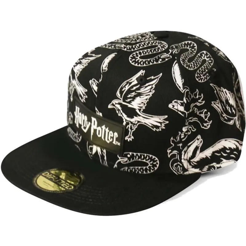 sort-flat-snapback-kasket-3d-embroidery-harry-potter-fra-difuzed