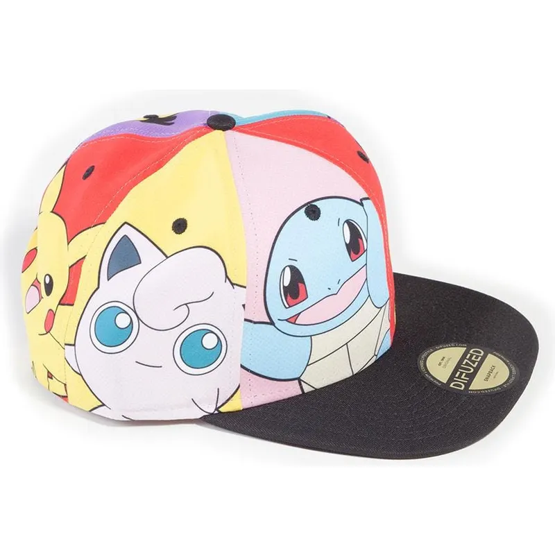 flad-kasket-multifarvet-snapback-pikachu-squirtle-gengar-psyduck-jigglypuff-multi-pop-art-pokemon-fra-difuzed