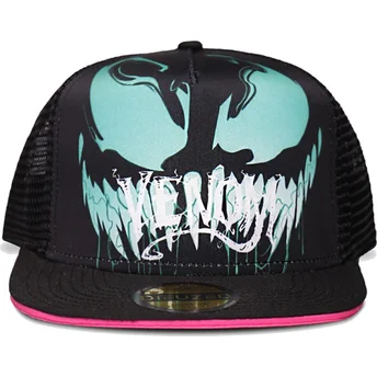 sort-og-lyserod-flad-trucker-snapback-kasket-til-drenge-venom-marvel-comics-fra-difuzed
