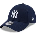 kasketter-buet-marinebla-justerbar-rem-9forty-denim-fra-new-york-yankees-mlb-af-new-era