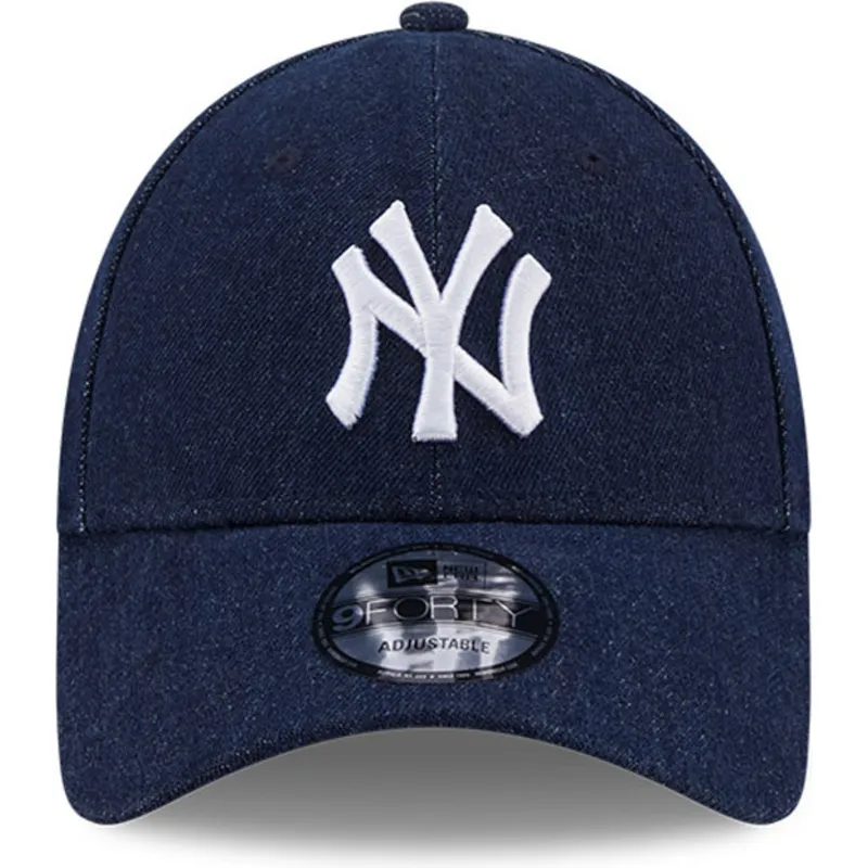 kasketter-buet-marinebla-justerbar-rem-9forty-denim-fra-new-york-yankees-mlb-af-new-era