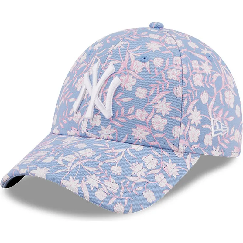 kasketter-buet-bla-justerbar-rem-rosa-9forty-floral-fra-new-york-yankees-mlb-af-new-era