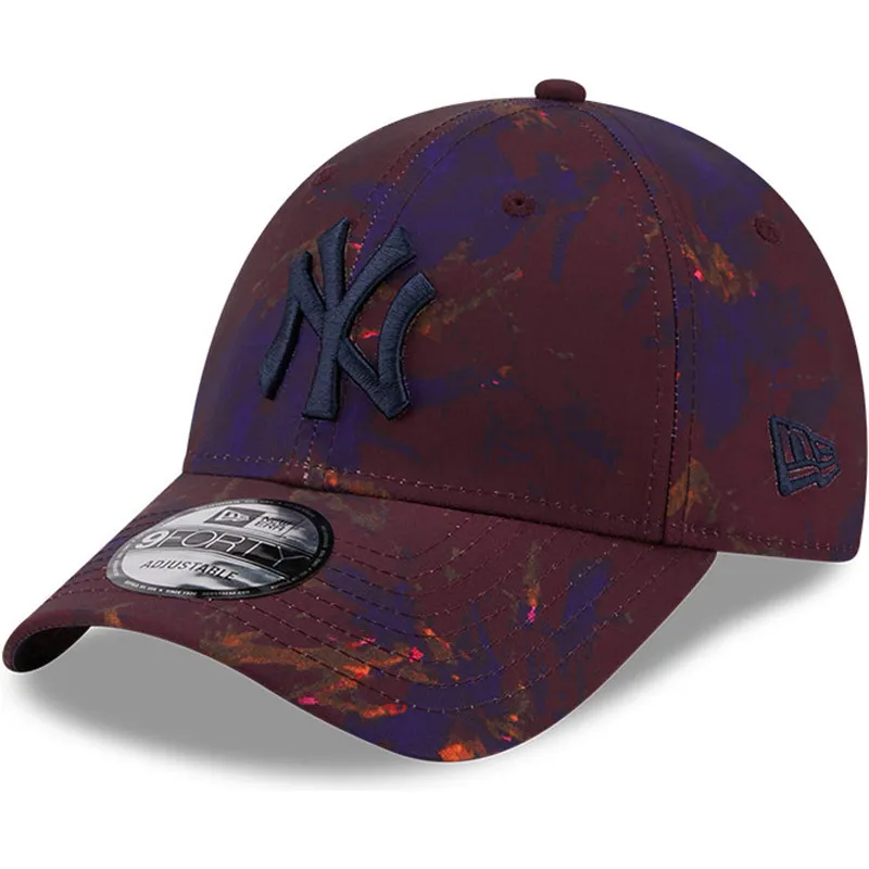 kasketter-buet-rod-justerbar-rem-granate-9forty-ray-scape-fra-new-york-yankees-mlb-af-new-era
