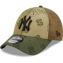 kasketter-buet-gron-justerbar-rem-9forty-paisley-print-fra-new-york-yankees-mlb-af-new-era