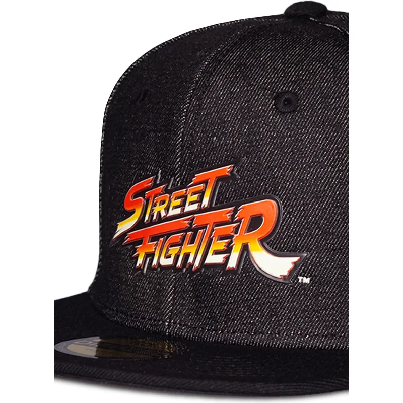 flad-sort-snapback-kasket-street-fighter-logo-fra-difuzed