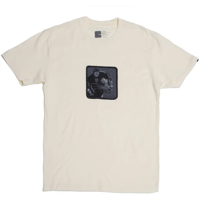 t-shirt-kort-aerme-beige-fra-manga-corta-beige-pantera-panther-feline-good-the-farm-the-farm-af-goorin-bros