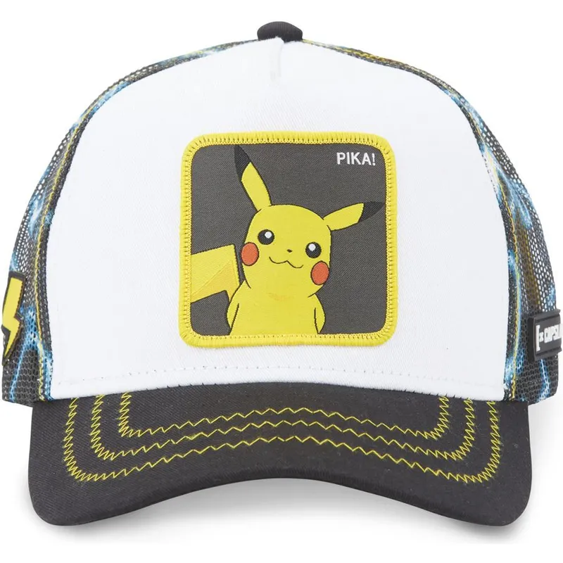 hvid-og-sort-trucker-kasket-pikachu-ele2-pokemon-fra-capslab