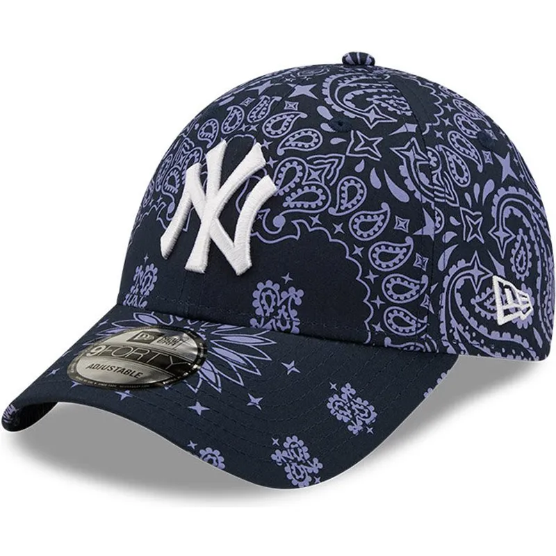 kasketter-buet-marinebla-justerbar-rem-9forty-paisley-print-fra-new-york-yankees-mlb-af-new-era