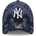 kasketter-buet-marinebla-justerbar-rem-9forty-paisley-print-fra-new-york-yankees-mlb-af-new-era
