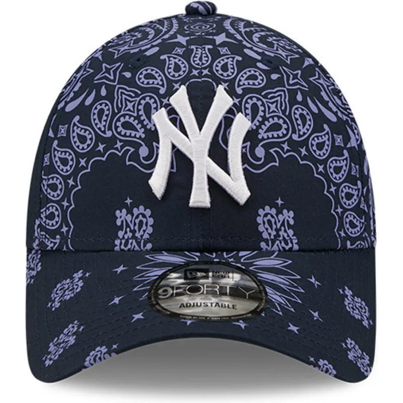 kasketter-buet-marinebla-justerbar-rem-9forty-paisley-print-fra-new-york-yankees-mlb-af-new-era