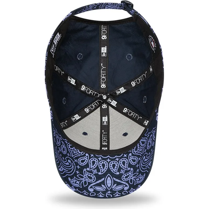 kasketter-buet-marinebla-justerbar-rem-9forty-paisley-print-fra-new-york-yankees-mlb-af-new-era