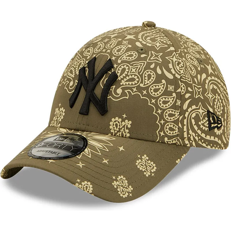 kasketter-buet-gron-justerbar-rem-9forty-paisley-print-fra-new-york-yankees-mlb-af-new-era