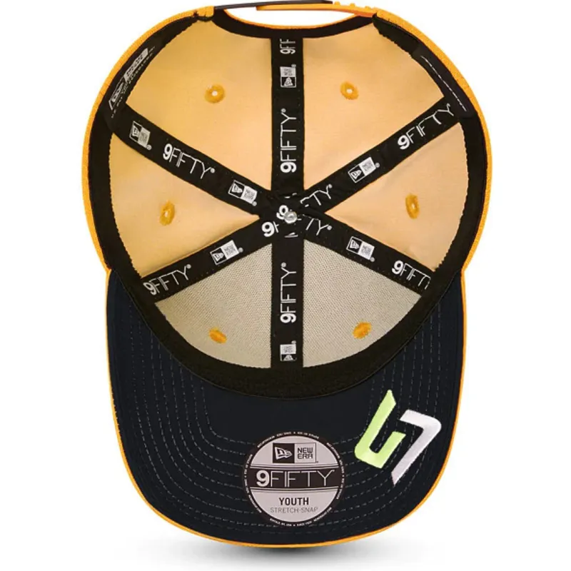 kasketter-buet-orange-snapback-til-barn-9fifty-stretch-snap-lando-norris-fra-mclaren-racing-formula-1-af-new-era