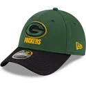 gron-og-sort-buet-snapback-9forty-stretch-snap-sideline-road-kasket-fra-green-bay-packers-nfl-fra-new-era