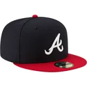 flad-kasket-marinebla-og-rod-justeret-59fifty-ac-perf-fra-atlanta-braves-mlb-fra-new-era