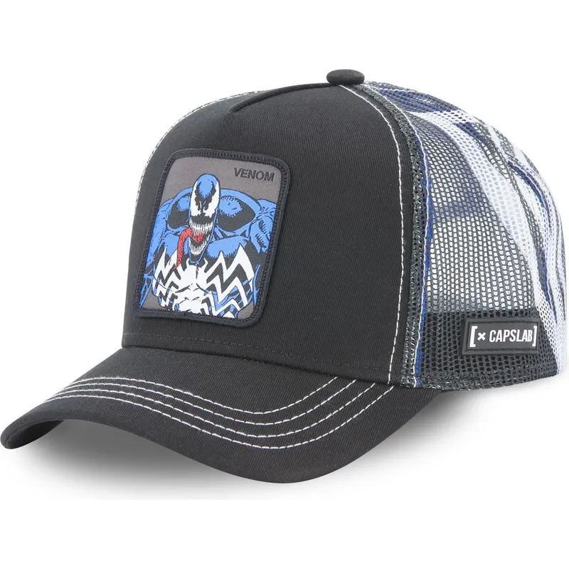 kasketter-buet-sort-snapback-venom-marvel-comics-af-capslab