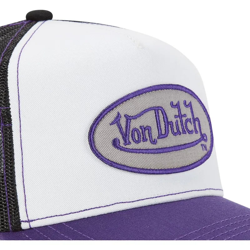 hvid-sort-og-violet-trucker-kasket-sum-pur-fra-von-dutch