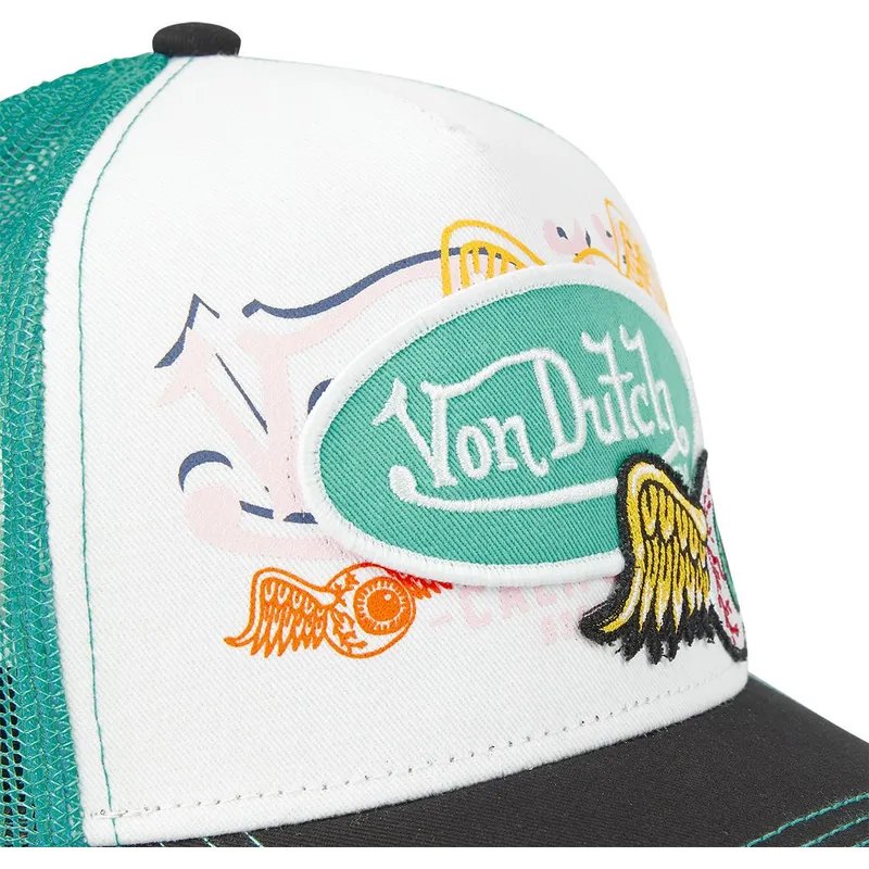 hvid-gron-og-sort-trucker-kasket-pat-gre-fra-von-dutch