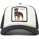 goorin-bros-alpha-dog-the-farm-sort-og-hvid-trucker-kasket-med-rottweiler
