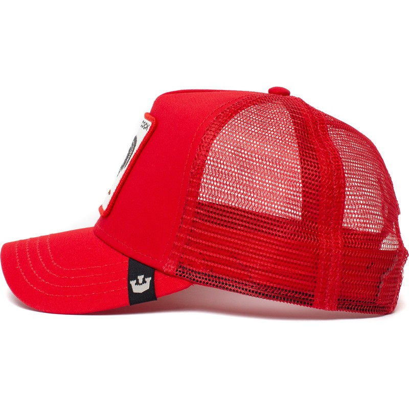 red trucker cap