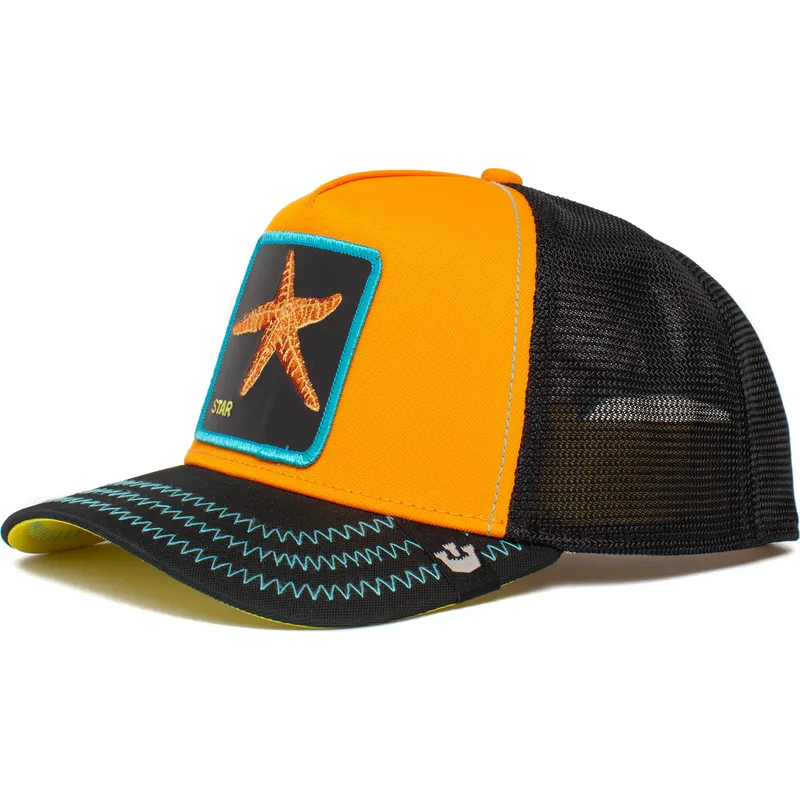 trucker-kasket-orange-og-sort-sostjerne-baby-i-m-a-star-the-farm-fra-goorin-bros