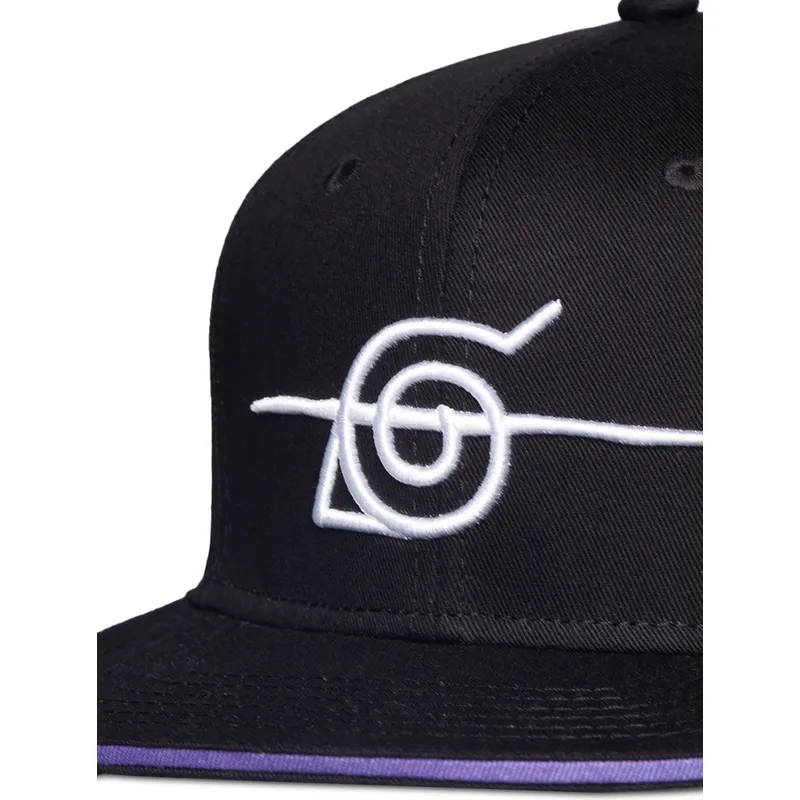 flad-sort-snapback-kasket-konoha-naruto-fra-difuzed