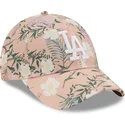 9forty-floral-los-angeles-dodgers-mlb-justerbar-lyserod-buet-kasket-fra-new-era