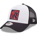 hvid-og-marinebla-a-frame-team-patch-trucker-cap-fra-new-york-yankees-mlb-fra-new-era