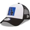 hvid-og-sort-a-frame-team-patch-los-angeles-dodgers-mlb-trucker-cap-fra-new-era
