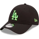 sort-justerbar-buet-kasket-med-gront-logo-9forty-neon-pack-af-los-angeles-dodgers-mlb-fra-new-era