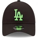 sort-justerbar-buet-kasket-med-gront-logo-9forty-neon-pack-af-los-angeles-dodgers-mlb-fra-new-era