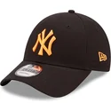 new-era-new-york-yankees-mlb-9forty-neon-pack-sort-justerbar-kasket-med-buet-skygge-og-orange-logo