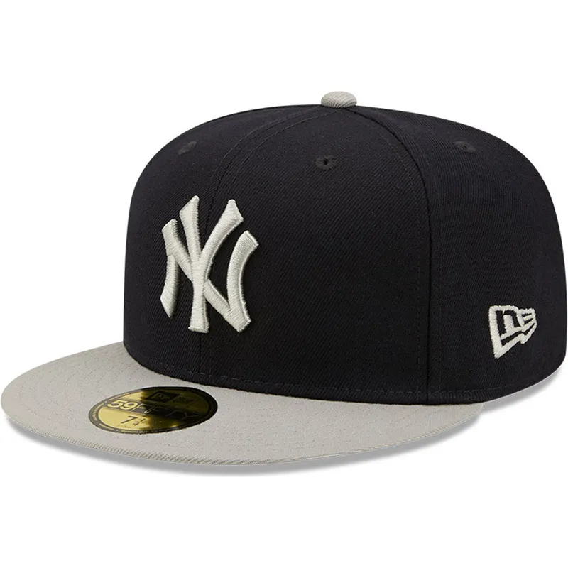 flad-kasket-marinebla-og-gra-justeret-59fifty-sidepatch-fra-new-york-yankees-mlb-fra-new-era