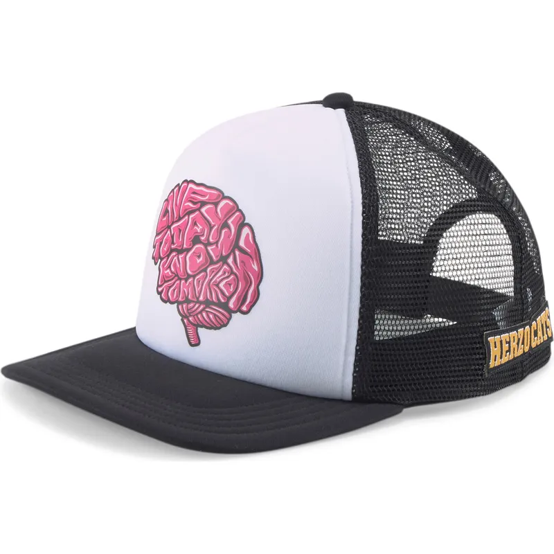 hvid-og-sort-brain-hometown-heroes-x-sports-herzo-cats-trucker-kasket-fra-puma