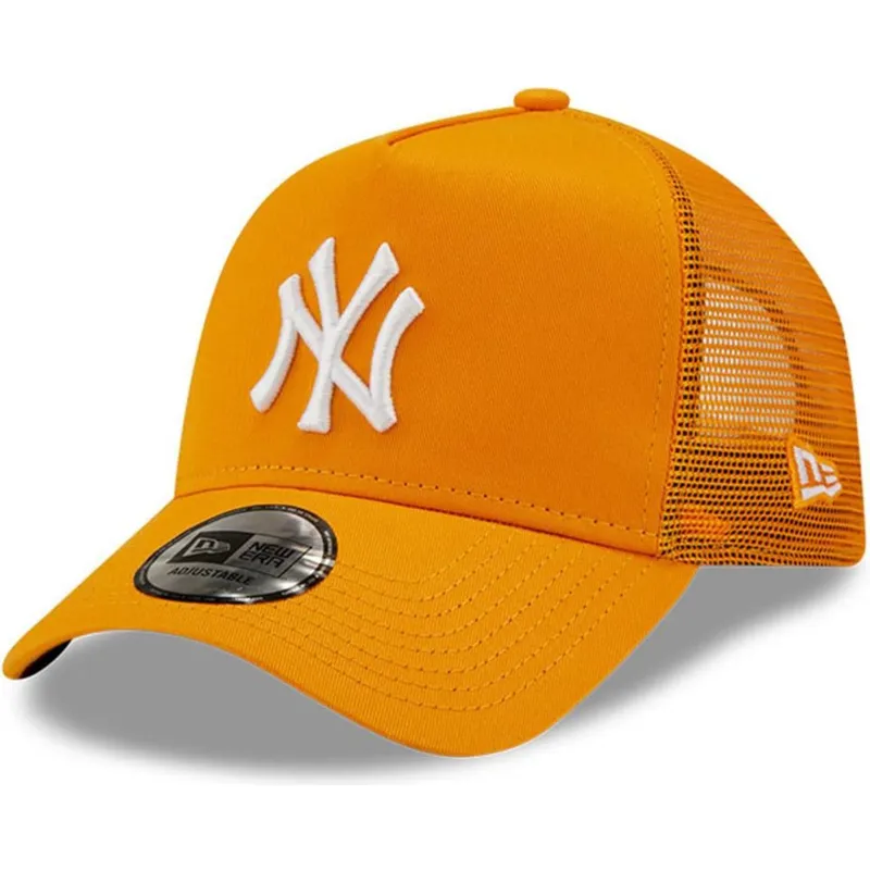 kasketter-buet-orange-snapback-a-frame-tonal-mesh-fra-new-york-yankees-mlb-af-new-era